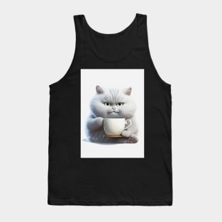 Funny Fat Cat Drinking Tank Top